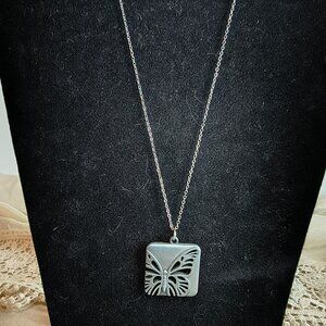 Silver Tone Always Be True Butterfly Necklace